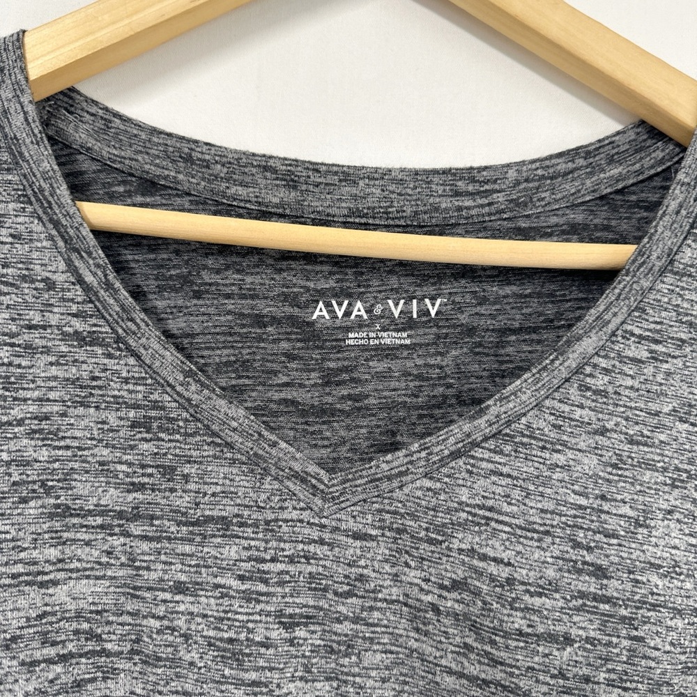 AVA & VIV ruffle sleeve high-low hem T-shirt gray size X(14) - Picture 3 of 5